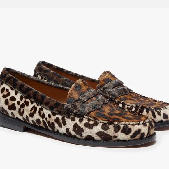 G.H. Bass & Co. Leopard Print Penny Loafers - Brown & Black - Picture 2 of 6